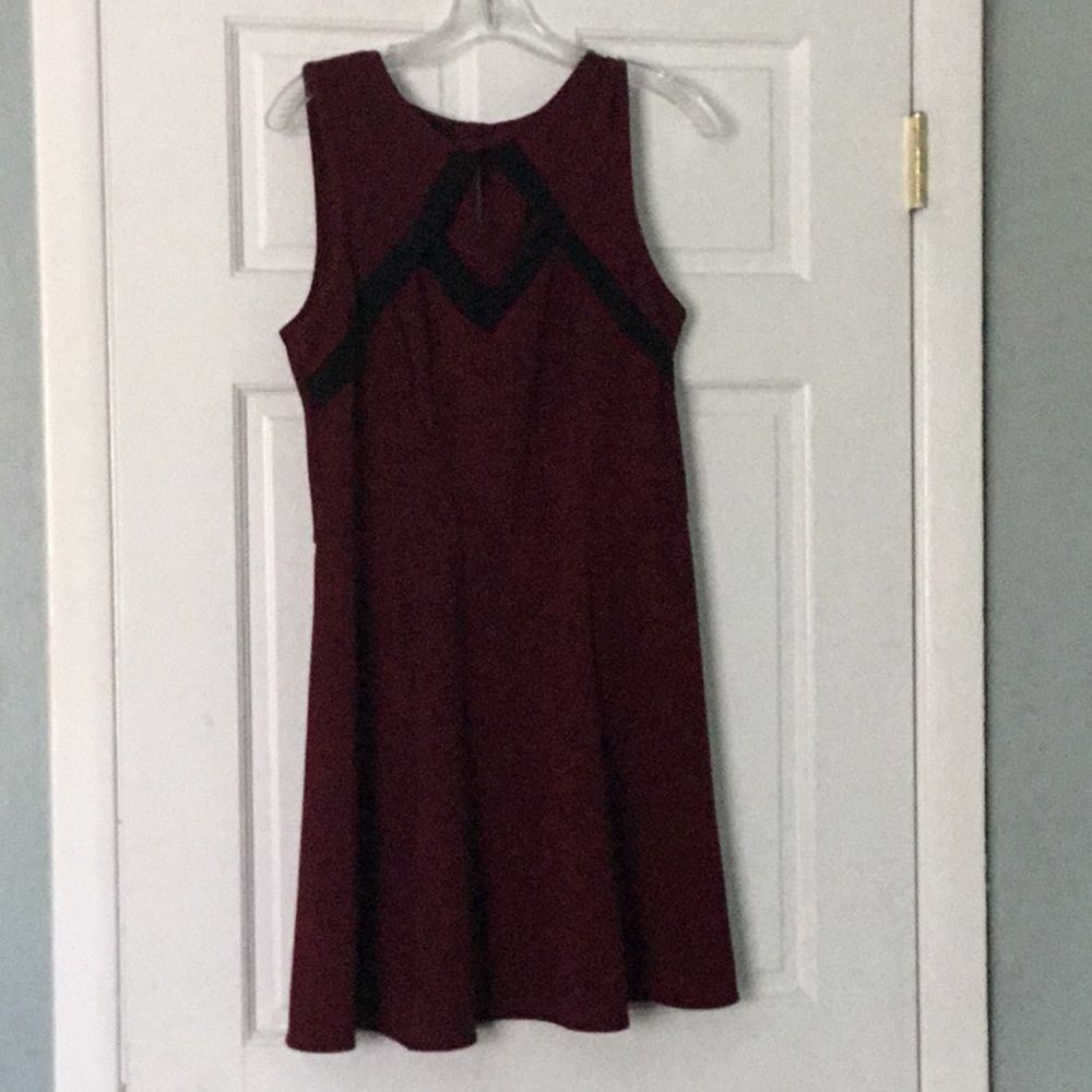 Maroon with Black Accents Dress